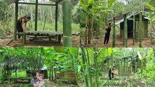 Full video of mother and daughter, making a bamboo house and gardening