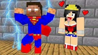 Monster School : Superman Herobrine and Superwoman - Love Superheroes Story - Minecraft Animation