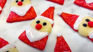 24 SANTA Sugar Cookies | No Cookie Cutter Needed!