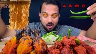 ASMR SPICY KOREAN NOODLES, 3 CHICKEN LEG PIECES, PRAWNS FRIED RICE & CHICKEN 65 | FAST FOOD MUKBANG