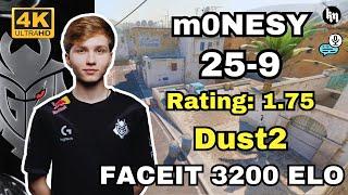 m0NESY (25-9) (Dust2) | FACEIT 3200ELO | Jan 27, 2025 | CS2 POV/DEMO