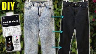 HOW TO DYE ACID WASH JEANS DARKER USING RIT BACK TO BLACK KIT || Lucykiins