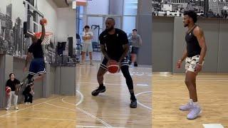 LeBron James getting ready for Olympics in workout with Bronny and Bryce