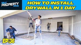 How To Install Drywall | Drywall Installers| Building A $350,000 Custom House | EP 36