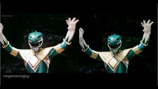 Mighty Morphin/ Zyuranger Green Ranger First Appearance Split Screen (PR and Sentai version)