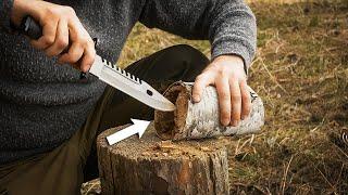 Making AMAZING bushcraft candle in the wooden stump!