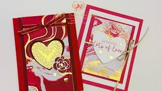 How to make Simply Amazing Fun Fold Love Cards with Stampin’ Up! Marbled Hearts of Elegance Suite