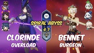 FLASHY GAMEPLAY | Clorinde Overload - Bennet Kazuha Burgeon | Genshin Impact Spiral Abyss 4.7