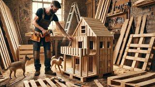 Carpenter Uses Wooden Pallets To Make A Villa For His Pet // Extremely Creative Woodworking