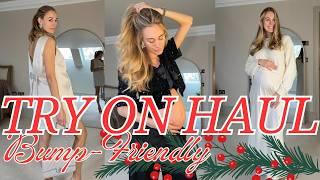 H&M Haul & Try-On Pregnant: Bump-Friendly Holiday Party Outfits | 3rd Trimester | Maternity Fashion