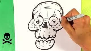 EASY How to Draw CRAZY SKULL