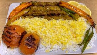 Persian Kabab with Saffron Rice | Koobideh Kebab Recipe