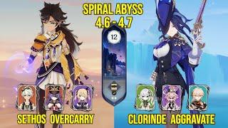 C1 Sethos Overload & C0 Clorinde Aggravate | Spiral Abyss Version 4.6 - 4.7 | Genshin Impact