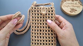 DIY Tutorial How to crochet mobile phone bag Crossbody bag