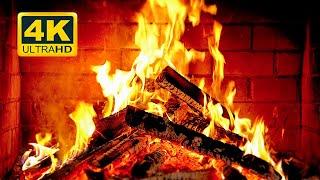  Cozy Fireplace 4K (12 HOURS). Fireplace with Crackling Fire Sounds. Fireplace Burning 4K