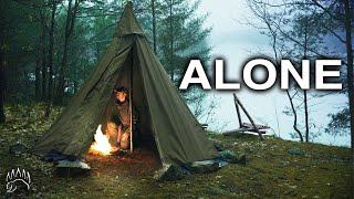 3 Days Solo Camp..Bowdrill + Fire INSIDE Tent