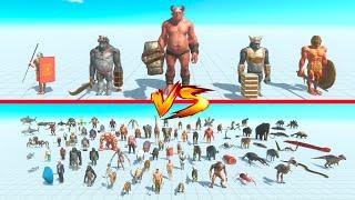 Throwing Weapon Team vs All Factions - Animal Revolt Battle Simulator