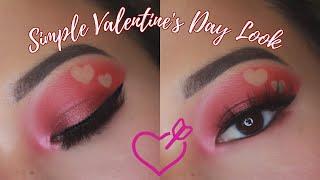 SIMPLE VALENTINE'S DAY LOOK | Red Eyeshadow, Hearts, and Bold Lips