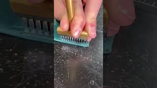 Punching stitching holes #leathercrafttool #leathercompany #leatherstitching #leatherasmr #sinabroks