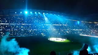 light show at etihad stadium.