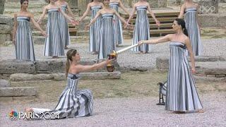 Olympic Flame lit in Olympia, signaling start of torch relay to Paris 2024 | NBC Sports