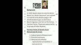 Fourteen Points of Quaid-e-Azam Mohammed Ali Jinnah