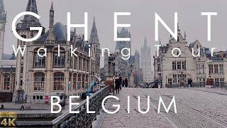 4K Ghent Old City Center Walking Tour. Belgium.