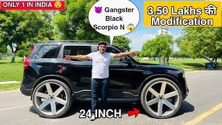  Gangster Black Scorpio N || Scorpio N Full Modified with 24 Inch Alloy Wheels || Scorpio N 2024