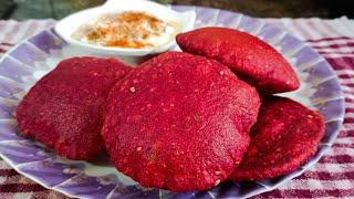 चुकंदर की टेस्टी और हेल्दी मसाला पूरी रेसिपी/beetroot poori /chukandar ki puri recipe/kids lunch