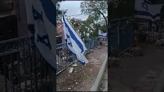 Флаги Израиля развеваются, реют. На иврите: диглЭй-йисраЭль митносэсИм דגלי ישראל מתנוססים