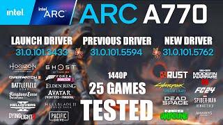 ARC A770 16GB Launch Driver VS Previous Driver VS New Driver | R9-7950X3D | 1440p - 25 Games Tested