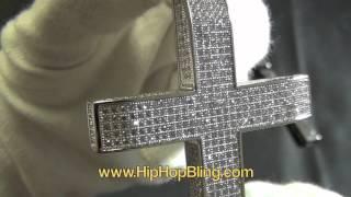 3D 5 Row CZ Micro Pave Cross Bling Bling Pendant Custom Work