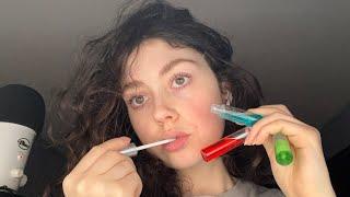 asmr edible lip gloss mouth sounds  + tongue swirls 