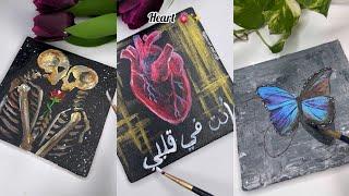 6 easy canvas painting idea /Acrylic painting/mini canvas painting #rifanaartandcraft