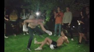 BACKYARD FIGHT:  Fighter too scared to go 3 rounds!