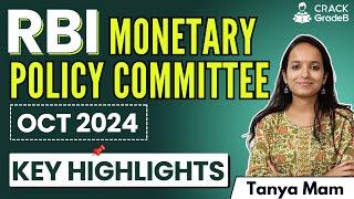 Major Announcements in Monetary Policy Committee Meeting Oct 2024 for RBI/SEBI/IFSCA/NABARD