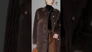 Patchwork Leather Collar Faux Fur Fleece Long Coat #winter #overcoat #women #fashion #VivianSeven