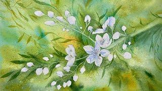 Paint BEGINNERS Watercolor FLOWERS, Watercolour Landscape Blossom Techniques PAINTING Tutorial DEMO