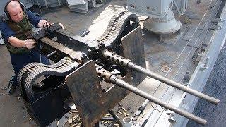 U.S. Sailors Fire the M2 Browning and Twin M2HB • Military Exercises at Sea