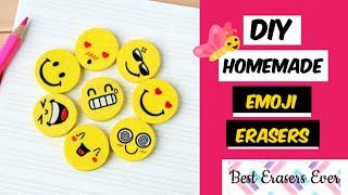 DIY Homemade Cute Emoji Erasers/How To Make Emoji Erasers At Home/Emoji Eraser Making At Home/Eraser