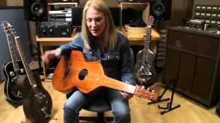 Cindy Cashdollar playing her 1927 Hermann Weissenborn Koa wood slide guitar.