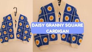 DAISY GRANNY SQUARE CROCHET CARDIGAN | how to crochet an easy granny square cardigan. #grannysquare