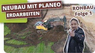 Neubau mit planeo: Erdarbeiten - Aushubarbeiten für die Bodenplatte #1