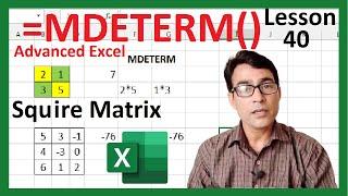 MDETERM Function in excel in hindi | Return to Matrix Determinant | MS Excel Lesson 40