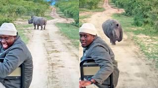 Ranger Regrets Laughing at Rhino When it Charges Him