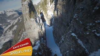 Speedflying through a narrow crack with Jokke Sommer