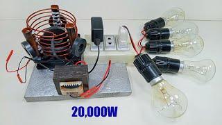 Get Free energy generator 240V powerful electricity With Big Copper Pipe And Transformer