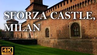 [4K] Walking tour of the Sforza Castle, Milan, Italy