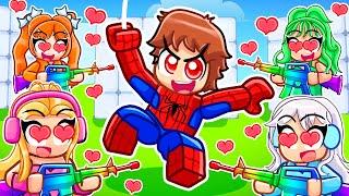 Becoming Spiderman In Roblox Rivals With MY CRAZY FAN GIRLS...