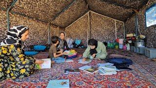 In the heart of nomadic life: Amir's school and the load of Asghar wood boards and roof construction